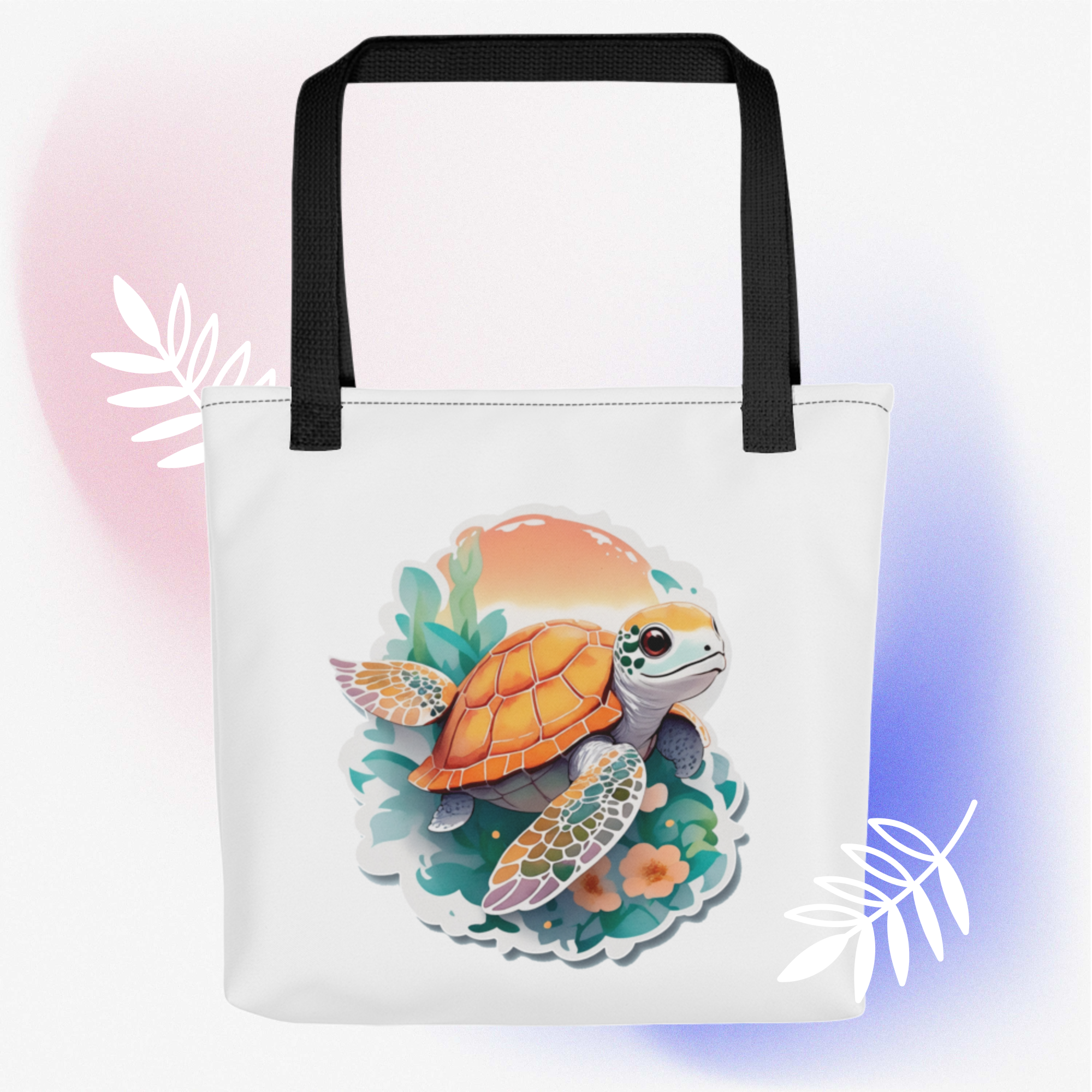 Adorit's 15"x15" Sea Turtle black colored handles Tote bag | By PhilanthroBit