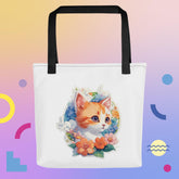 Adorit's Adorable Kitten Black Colored Handles Tote bag | By PhilanthroBit