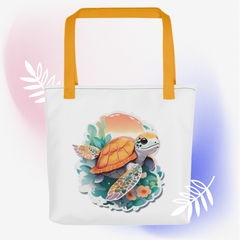 Adorit's 15"x15" Sea Turtle yellow colored handles Tote bag | By PhilanthroBit