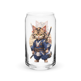 PhilanthroBit's Samurai Warrior Cat UV Printed 16oz Can-shaped glass - empty glass