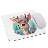 Adorit's Adorable Fawn (deer) with Flowers Mouse pad with mouse