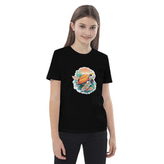 Adorit's Eco 100% Organic cotton Sea Turtle kids black t-shirt - front 2 | By PhilanthroBit