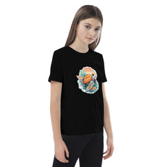 Adorit's Eco 100% Organic cotton Sea Turtle kids black t-shirt - right front | By PhilanthroBit