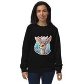 Adorit's Adorable Fawn with Flowers Unisex black organic sweatshirt - front