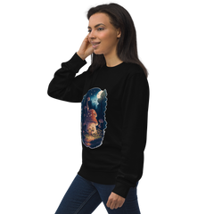 Adorit's Enchanted Mushroom House Unisex organic black sweatshirt - left front | By PhilanthroBit