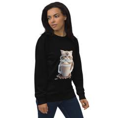 Adorit's Adorable Kitten Drinking Coffee Unisex organic sweatshirt | By PhilanthroBit