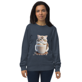 Adorit's Adorable Kitten Drinking Coffee Unisex organic sweatshirt | By PhilanthroBit
