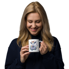 Adorit's Flowery Pasture Queen White glossy mug | By PhilanthroBit