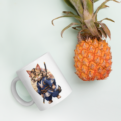 KyoFit Samurai Warrior Cat 11oz White glossy mug 2 | By PhilanthroBit