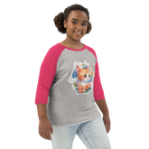 PhilanthroBit's Cute Kitten with Flowers heather vintage hot pinkYouth baseball shirt - front