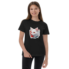 PhilanthroBit's White Kitten Black Youth jersey t-shirt- front