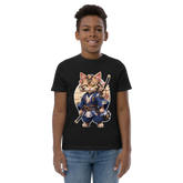 KyoFit Samurai Cat Youth black martial arts jersey t-shirt - front | By PhilanthroBit