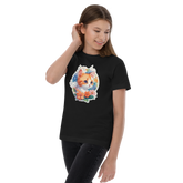 PhilanthroBit's Cute Kitten with Flowers Black Youth jersey t-shirt - left front