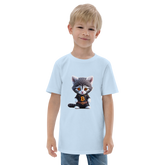PhilanthroBit's Cool Bitcoin Cat Light Blue Youth jersey t-shirt - front