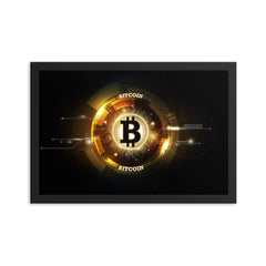 Digital Golden Bitcoin Framed poster