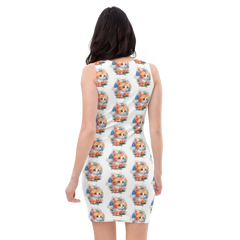 PhilanthroBit's Adorable Kitten with Flowers Pattern Sublimation Cut & Sew Dress