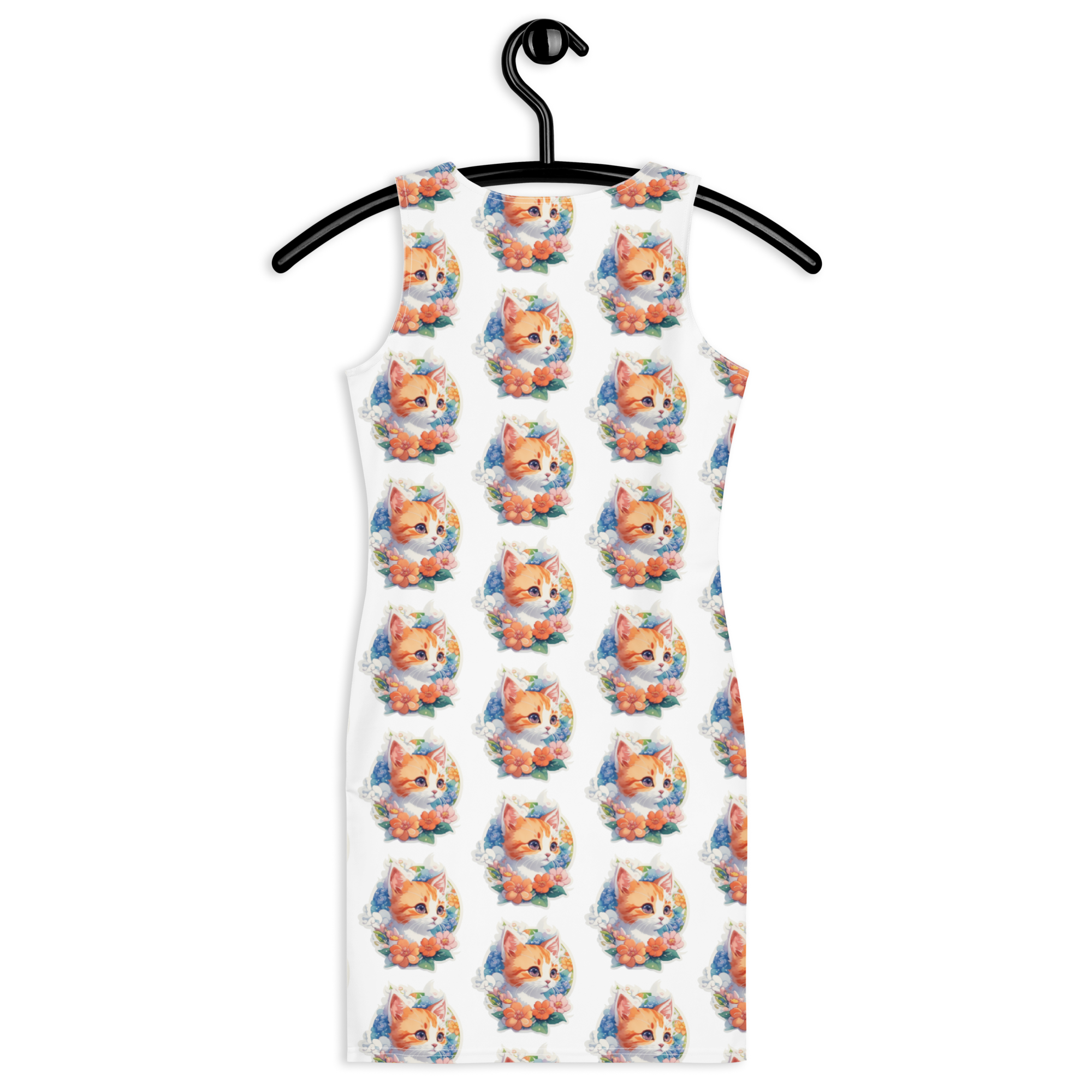 PhilanthroBit's Adorable Kitten with Flowers Pattern Sublimation Cut & Sew Dress - back