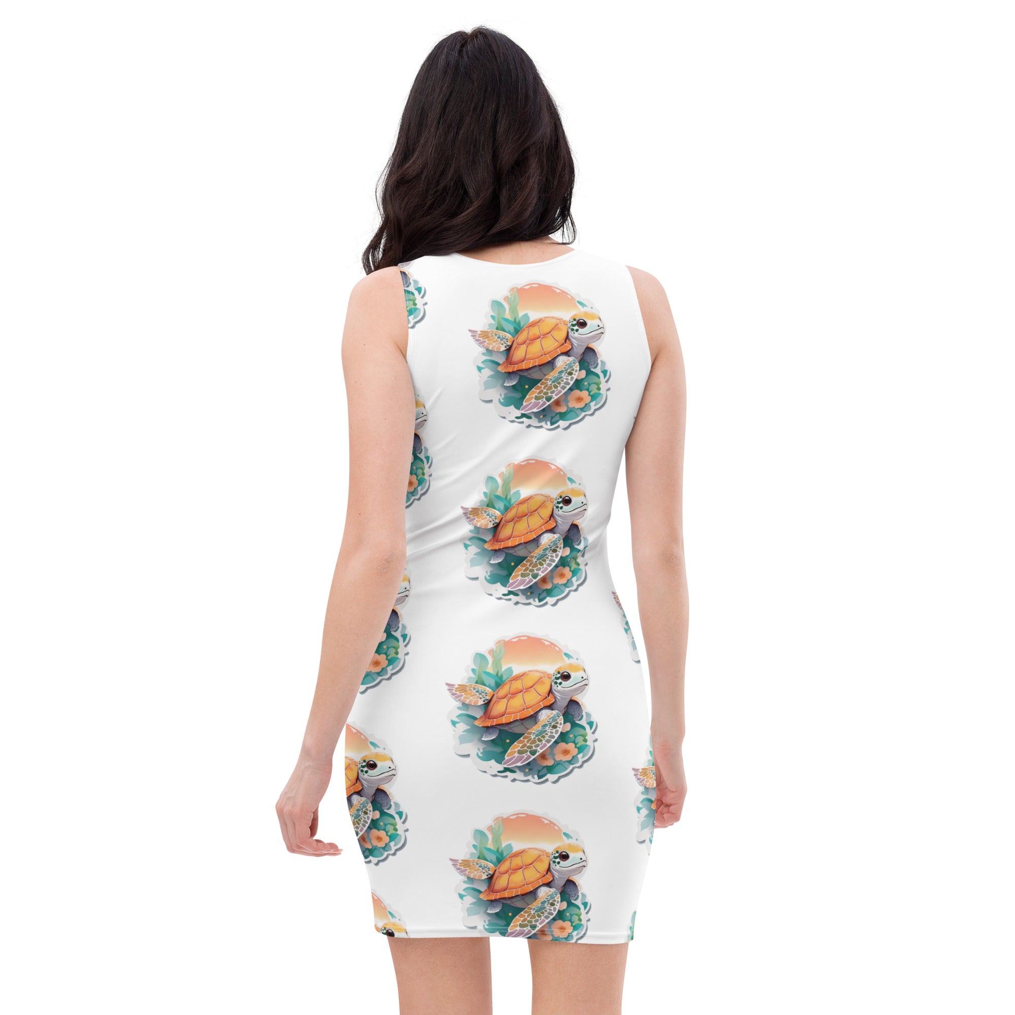 PhilanthroBit's Adorable Sea Turtle Pattern (Front&Back) | Sublimation Cut & Sew Dress - back