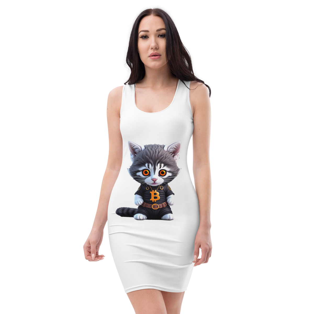 PhilanthroBit's Cool Bitcoin Cat Sublimation Cut & Sew Dress - front