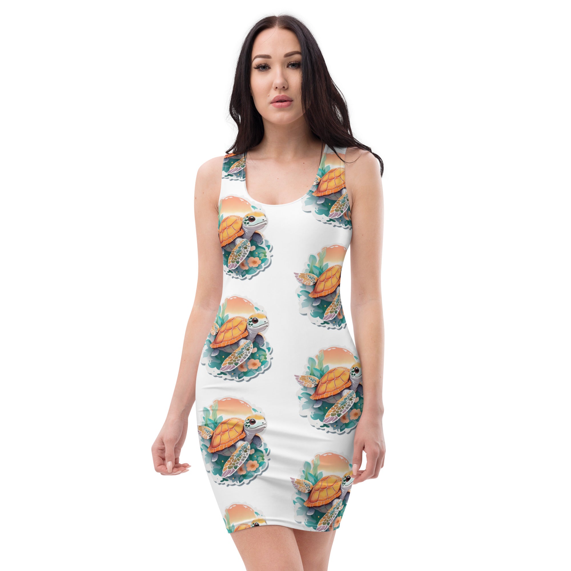 PhilanthroBit's Adorable Sea Turtle Pattern (Front&Back) | Sublimation Cut & Sew Dress - front