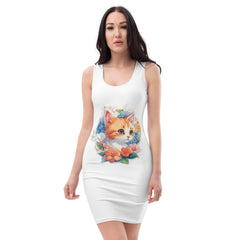 PhilanthroBit's Cute Kitten with Flowers (Front&Back) | Sublimation Cut & Sew Dress - front