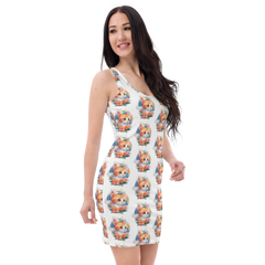 PhilanthroBit's Adorable Kitten with Flowers Pattern Sublimation Cut & Sew Dress - right front