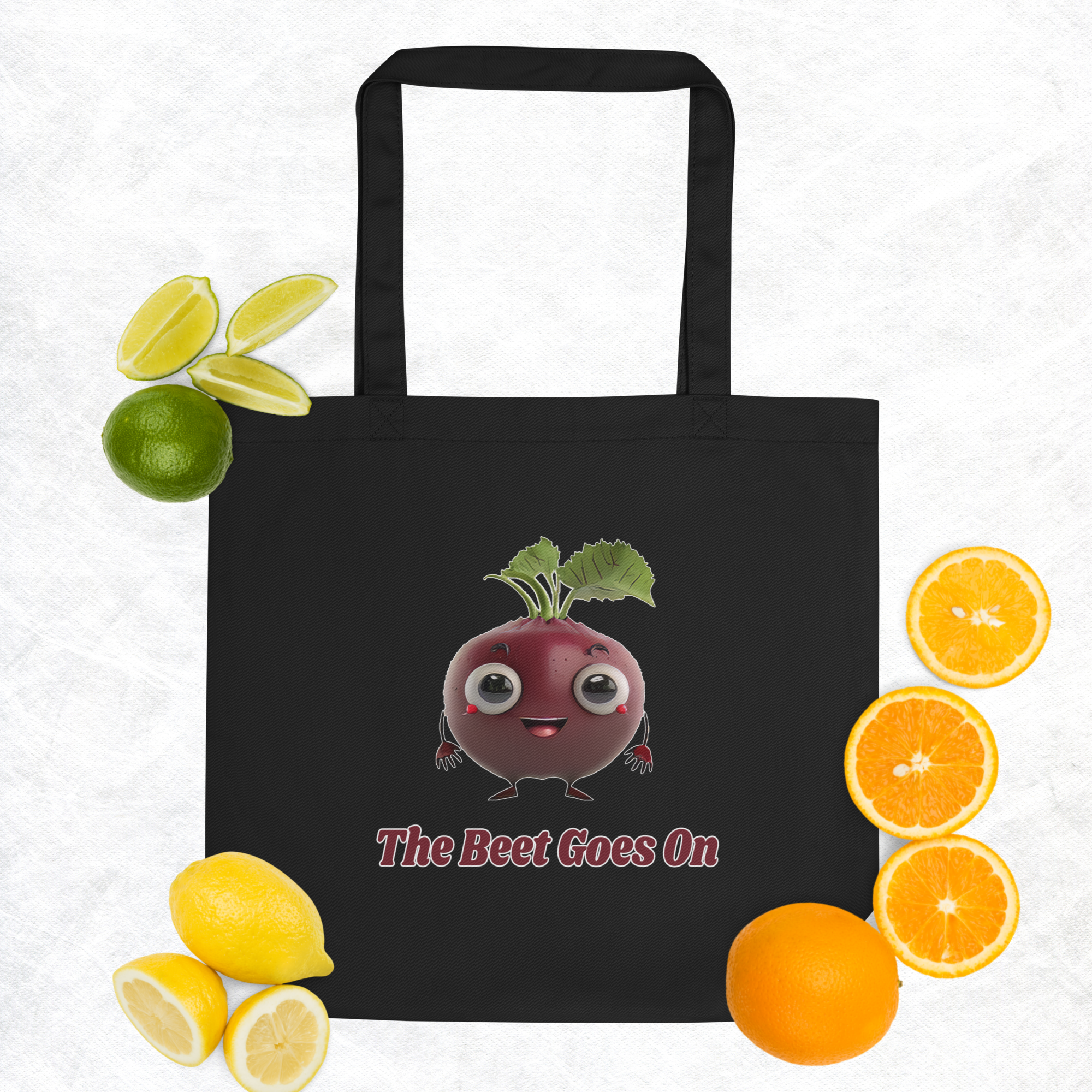 Adorit "The Beet Goes On" Black Eco Tote Bag with fruits | By PhilanthroBit