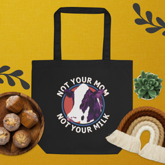 Adorit "Not your Mom, not your Milk" Black Eco Tote Bag with food items | By PhilanthroBit