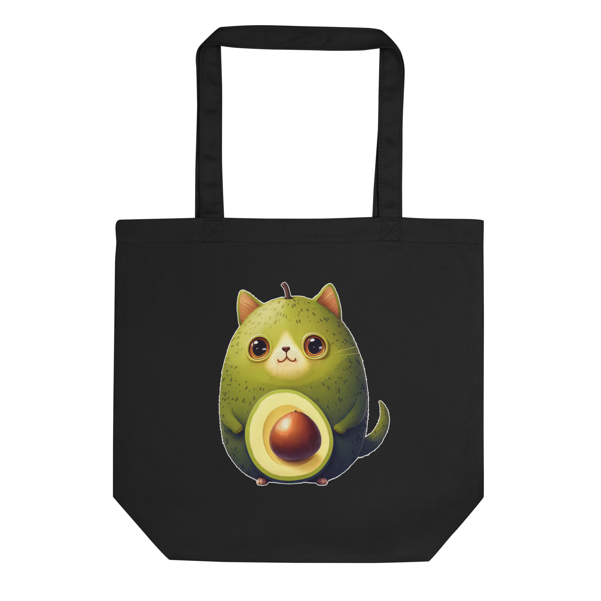 Adorit Avocado-Cat 100% Organic Eco Black Tote Bag | By PhilanthroBit