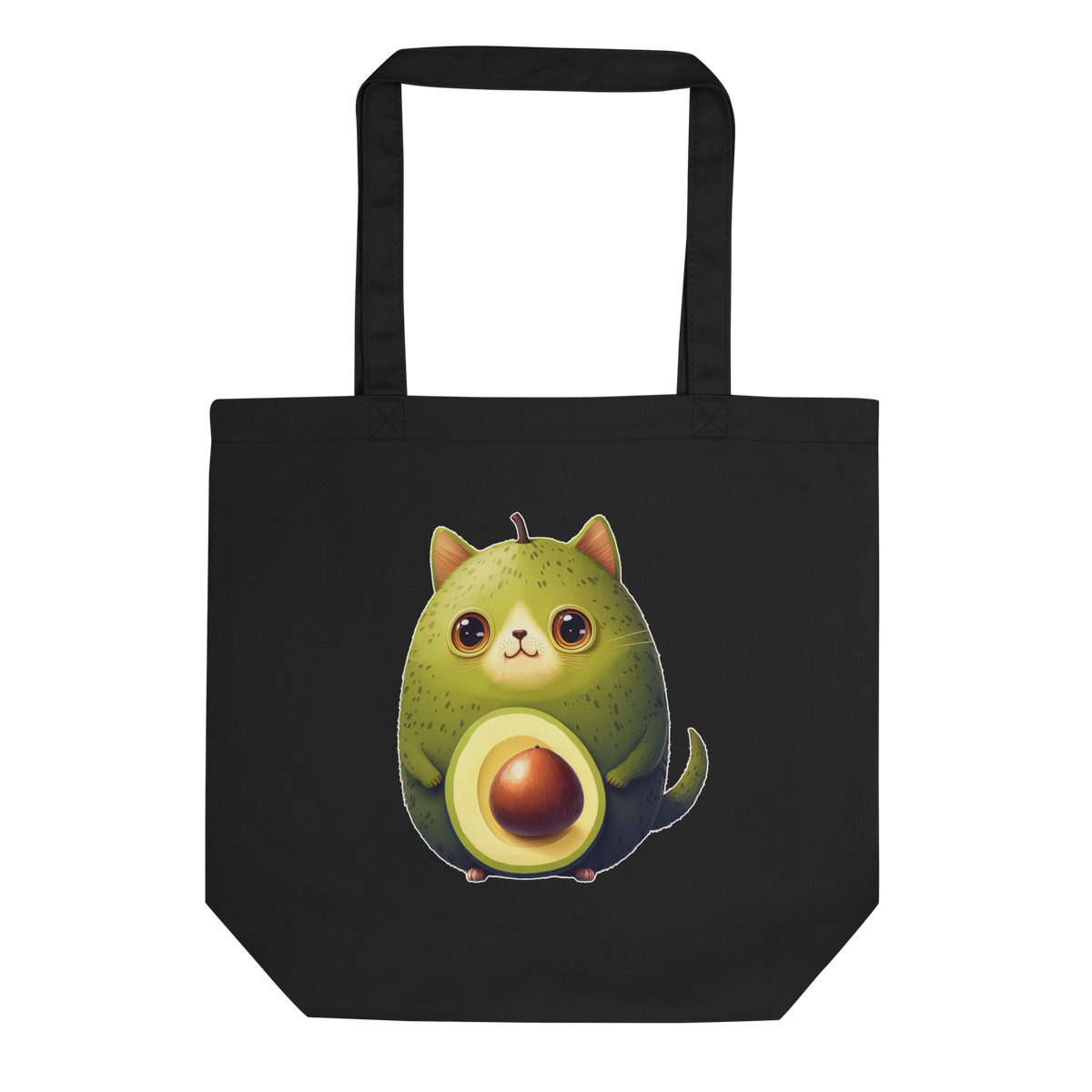 Adorit Avocado-Cat 100% Organic Eco Black Tote Bag | By PhilanthroBit