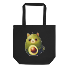 Adorit Avocado-Cat 100% Organic Eco Black Tote Bag | By PhilanthroBit