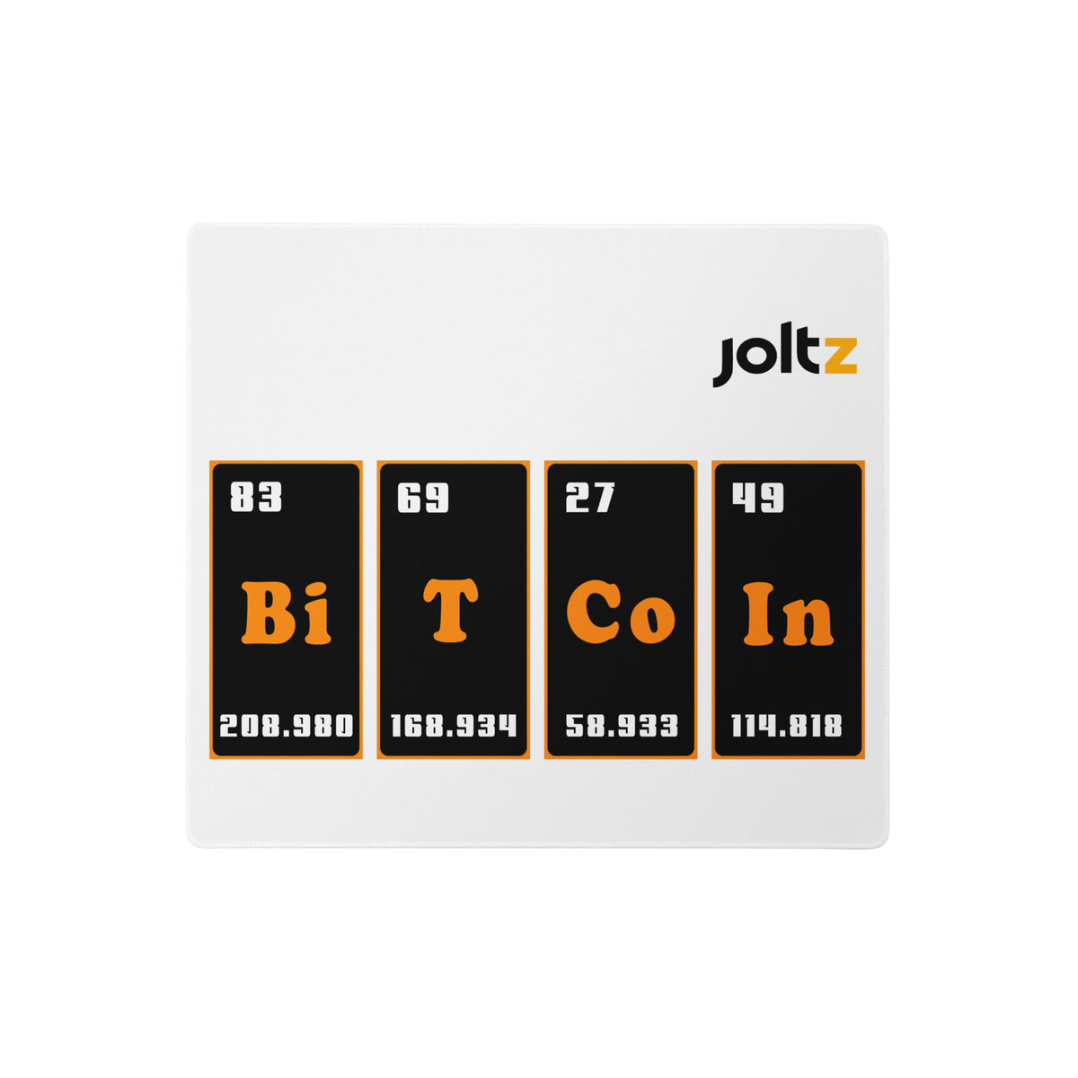 Joltz Rewards Bitcoin Periodic Table Gaming 18"x16" Mouse Pad - front view | By PhilanthroBit