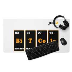 Joltz Rewards Bitcoin Periodic Table Gaming 36"x18" Mouse Pad - with headphone, mouse and keyboard | By PhilanthroBit