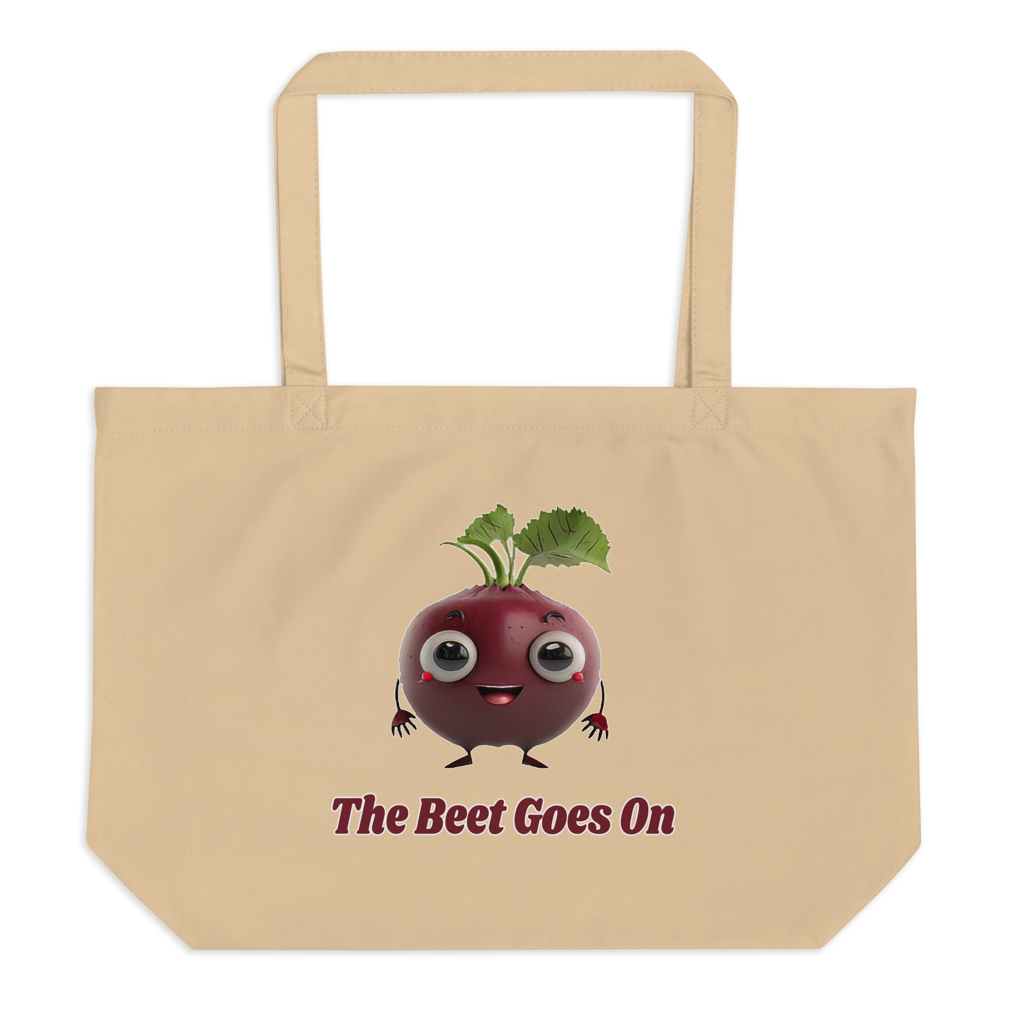 Adorit "The Beet Goes On" Large organic oyster beige tote bag | By PhilanthroBit