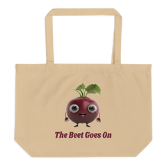 Adorit "The Beet Goes On" Large organic oyster beige tote bag | By PhilanthroBit