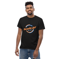 PhilanthroBit EST. 2021 Neon Men's Black classic tee worn by black male | By PhilanthroBit