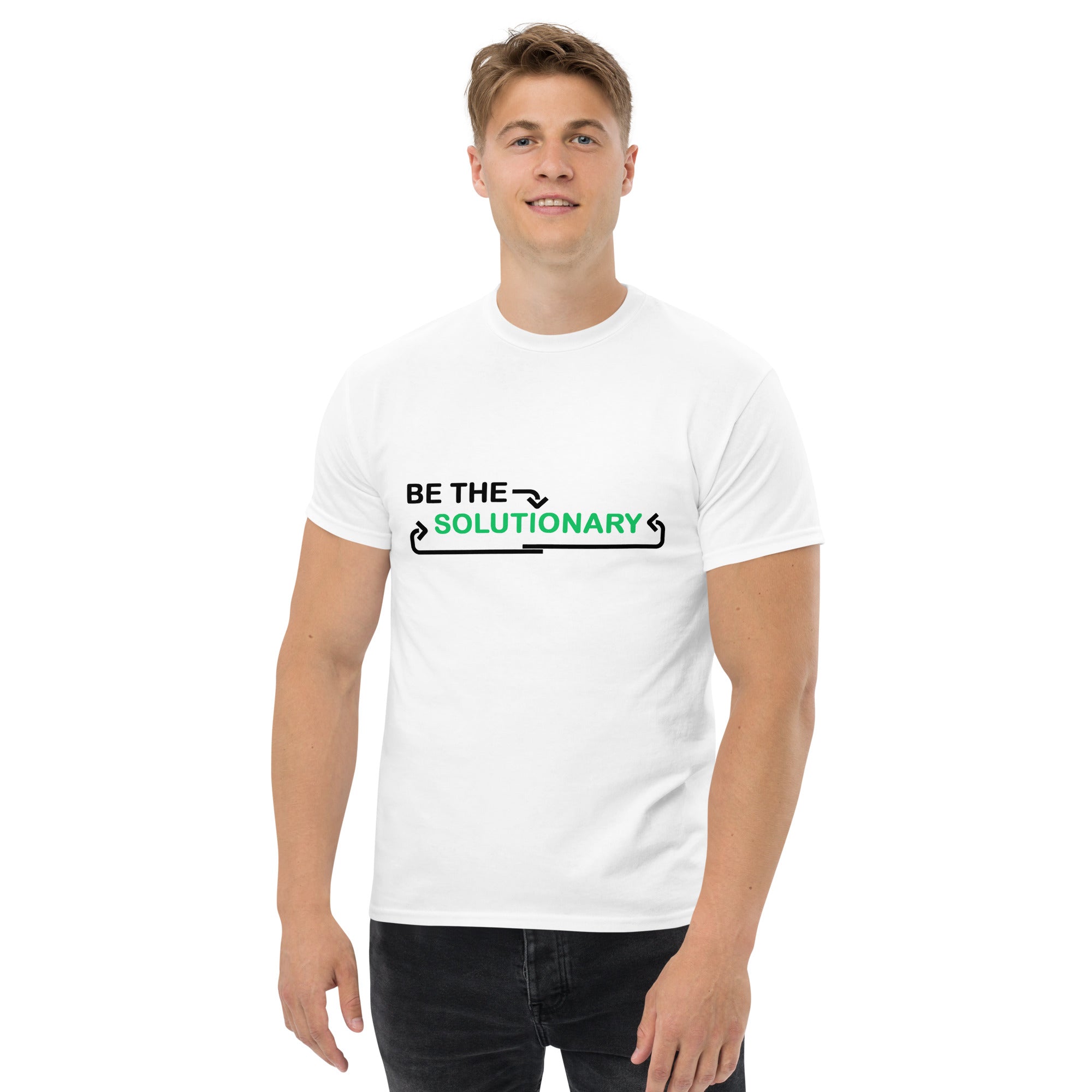 Be the Solutionary! - Men's classic tee, white color tshirt, by PhilanthroBit