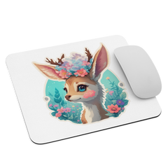 Adorit's Adorable Fawn (deer) with Flowers Mouse pad with mouse