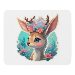 Adorit's Adorable Fawn (deer) with Flowers Mouse pad 2