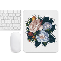 Adorit's Gardenias Bouquet Floral Mouse pad with keyboard | By PhilanthroBit