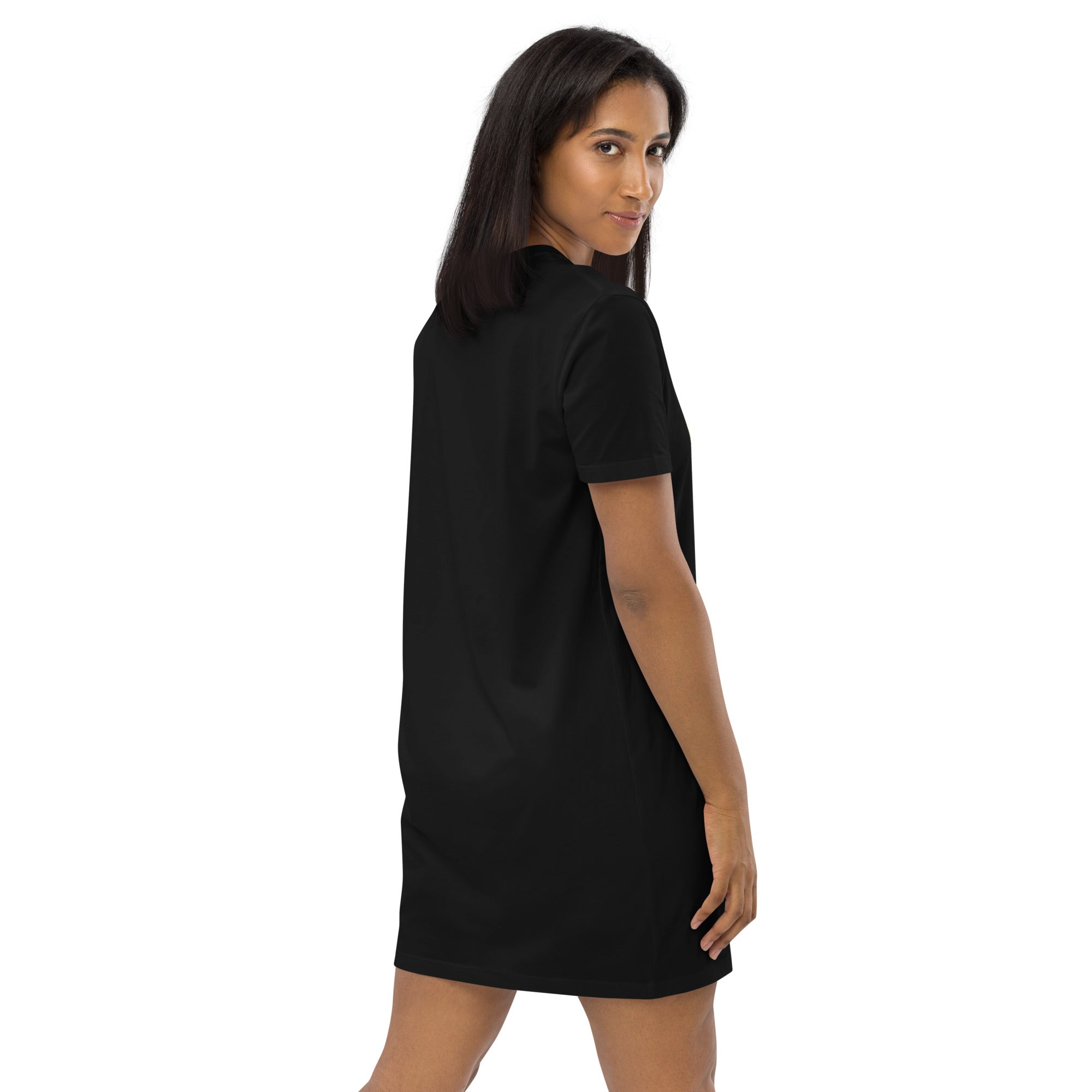 Adorit Avocado-Cat 100% Organic cotton t-shirt dress - canyon black - right front | By PhilanthroBit