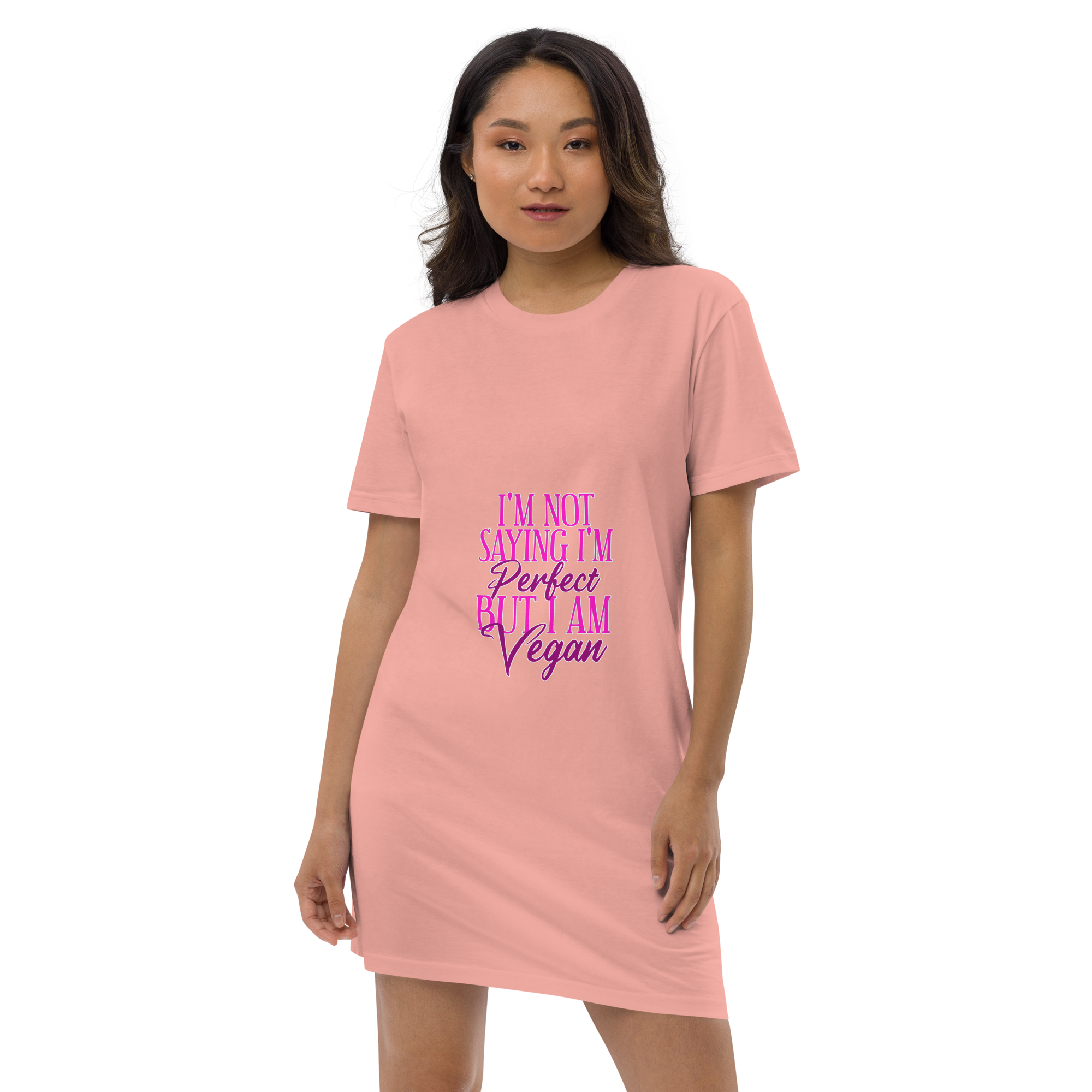 Adorit Organic Women's Perfect Vegan cotton t-shirt canyon pink dress - front 2 | By PhilanthroBit