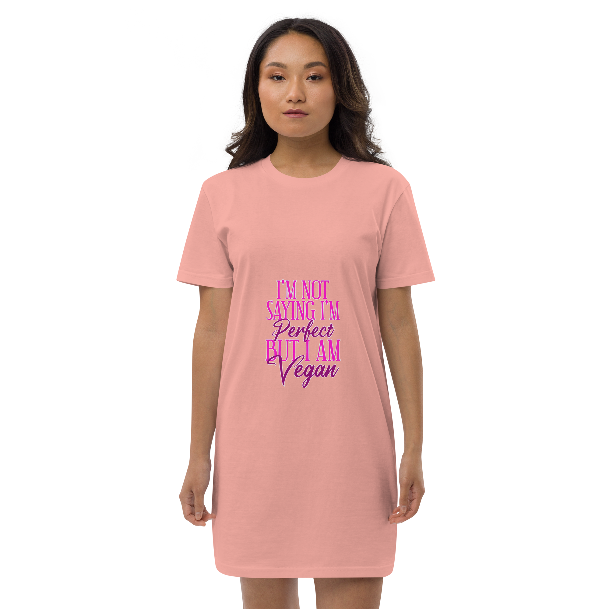 Adorit Organic Women's Perfect Vegan cotton t-shirt canyon pink dress - front | By PhilanthroBit