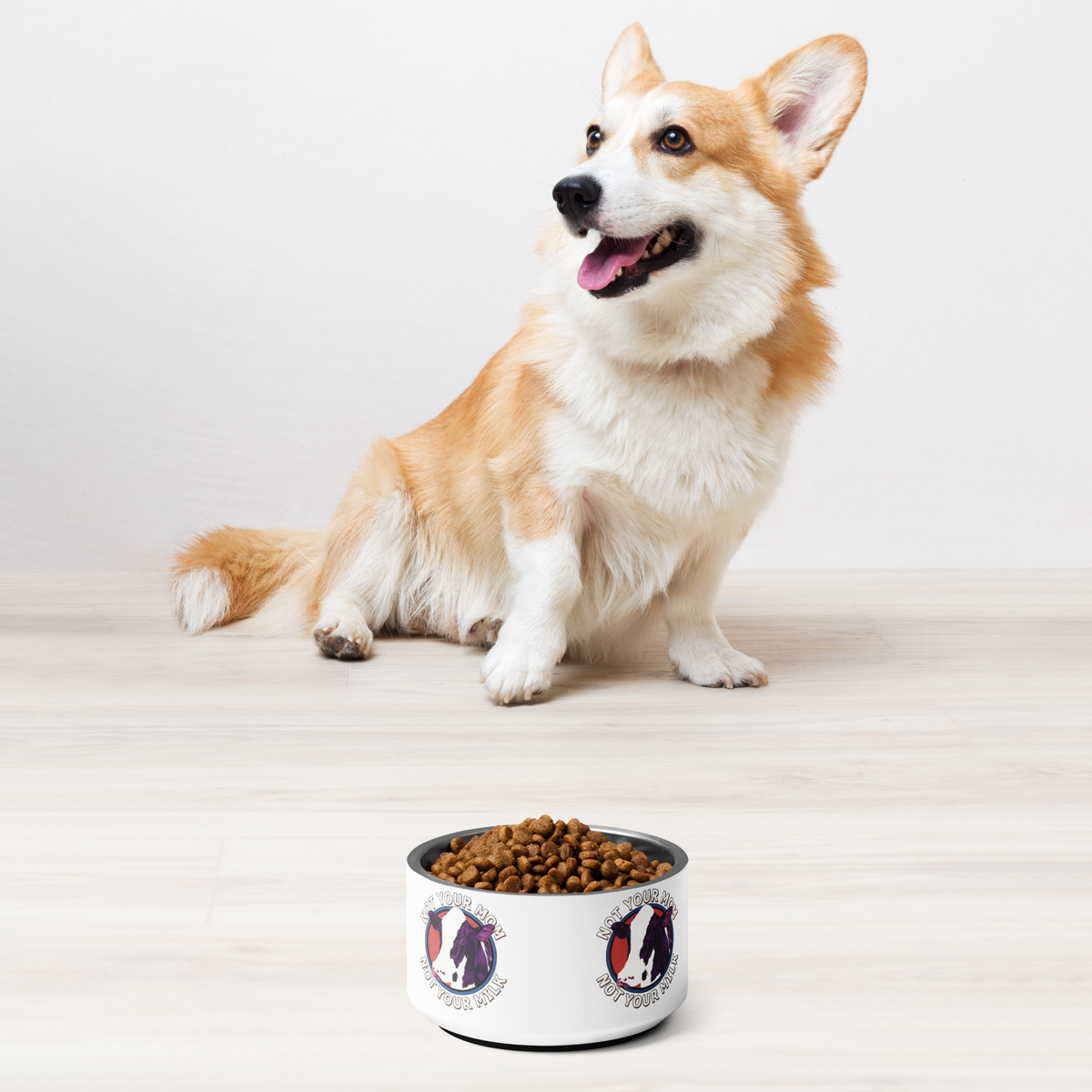 Adorit's "Not Your Mom, Not Your Milk" 18 oz Pet bowl with dog food | By PhilanthroBit