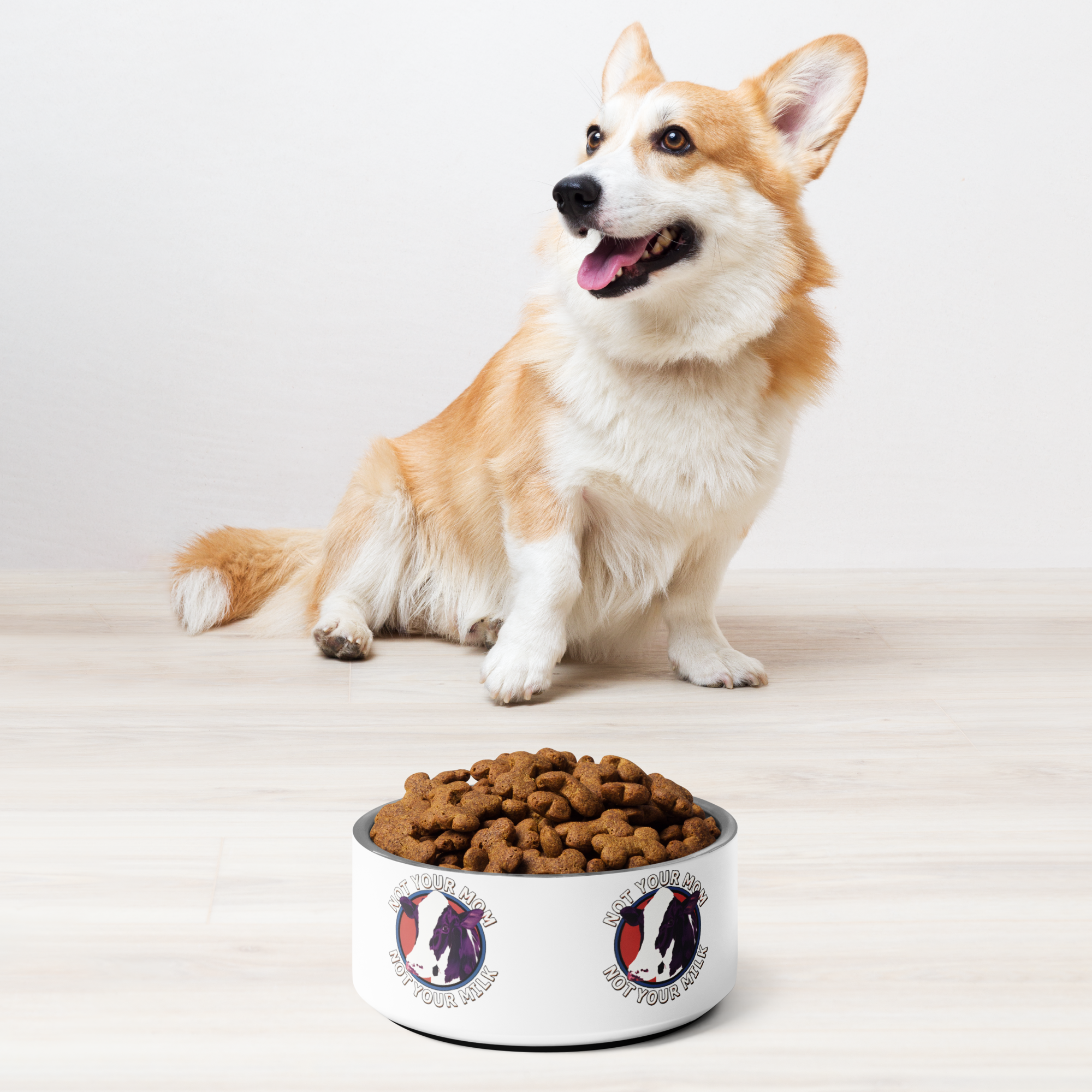 Adorit's "Not Your Mom, Not Your Milk" 32 oz Pet bowl with dog food| By PhilanthroBit