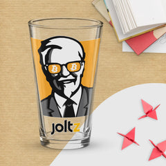 Joltz Rewards Bitcoin Sunglasses Shaker pint glass - 16 oz | By PhilanthroBit