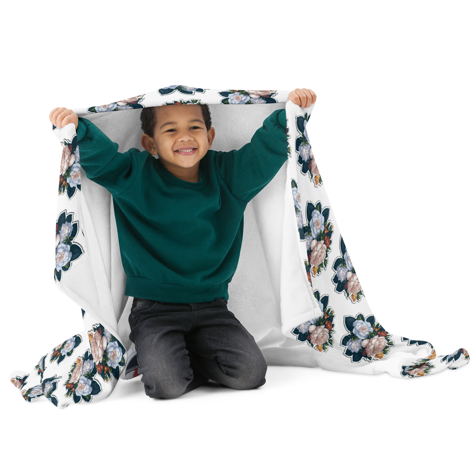 Adorit's Gardenias Bouquet Floral Throw Blanket - with kid | By PhilanthroBit