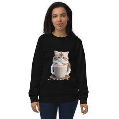 Adorit's Adorable Kitten Drinking Coffee Unisex organic sweatshirt | By PhilanthroBit