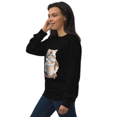 Adorit's Adorable Kitten Drinking Coffee Unisex organic sweatshirt | By PhilanthroBit