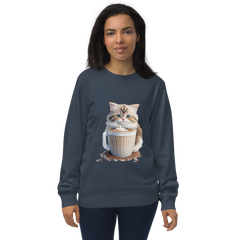 Adorit's Adorable Kitten Drinking Coffee Unisex organic sweatshirt | By PhilanthroBit